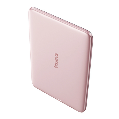 Външна батерия Wireless Baseus PicoGo AM41, 5000mAh, 20W, PD + FQI, 1 x QI - 1 x USB-C, Розова