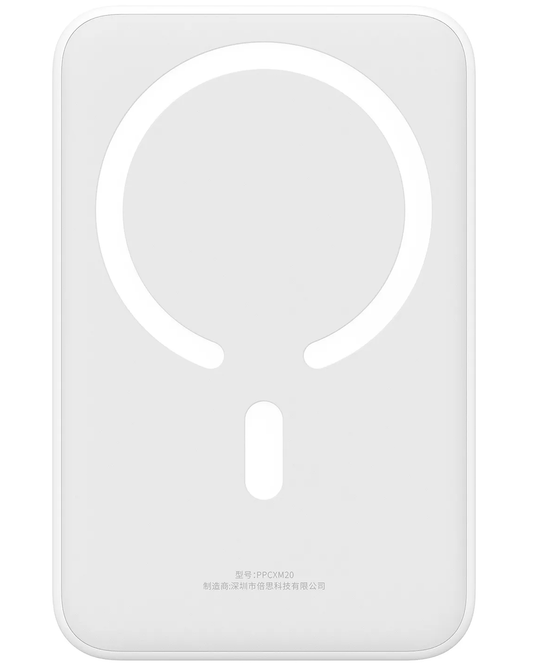 Безжична външна батерия Baseus EnerFill FM41 Mini, 20000mAh, 20W, PD + FQI, 1 x QI - 1 x USB-C, бяла E0027U01