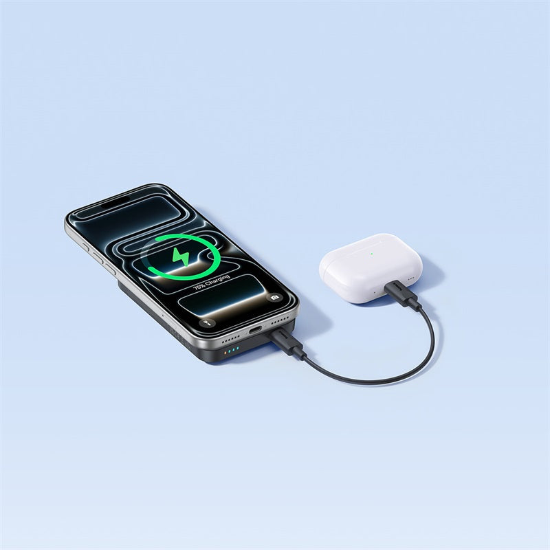 Безжичен външен акумулатор Baseus EnerFill FM11, 10000mAh, 30W, PD + FQI, 1 x QI - 1 x USB-C, Черен