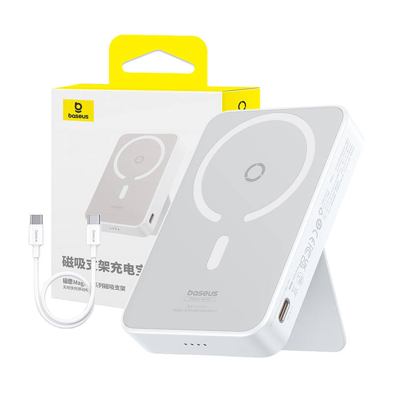 Външна батерия Wireless Baseus MagPro PPCXZ05, 5000mAh, 20W, PD + FQI, 1 x QI - 1 x USB-C, Бяла P10064101223-00