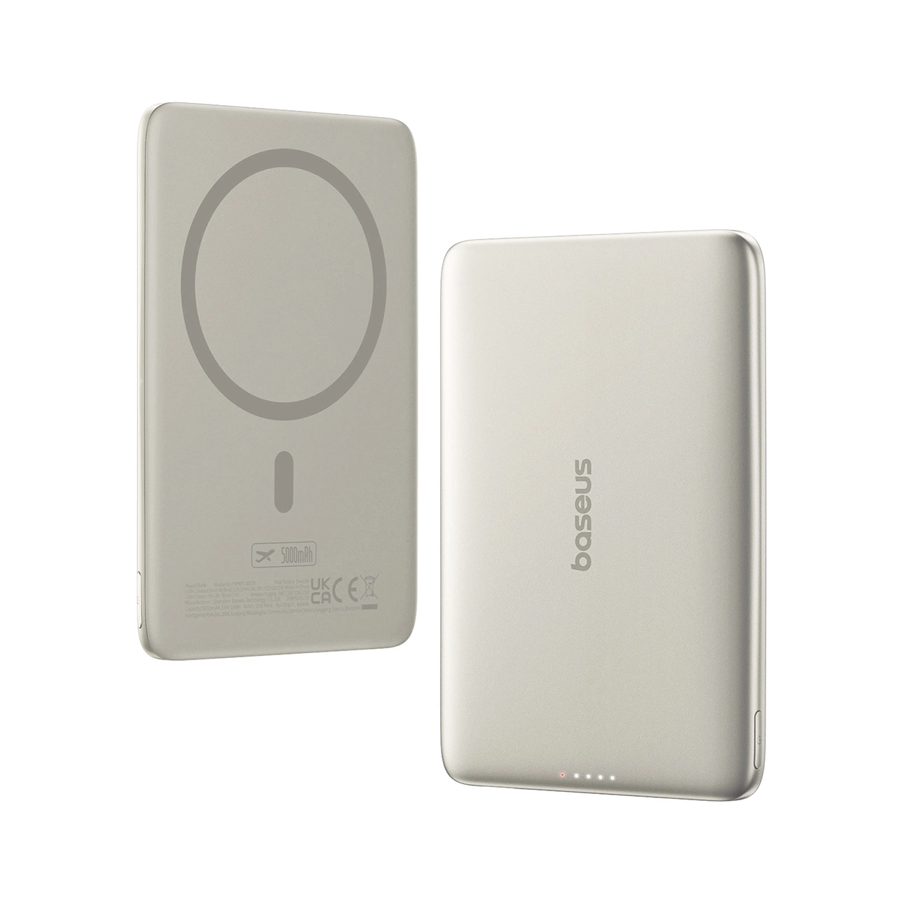 Външна батерия Wireless Baseus PicoGo AM41, 5000mAh, 20W, PD + FQI, 1 x QI - 1 x USB-C, Бежов