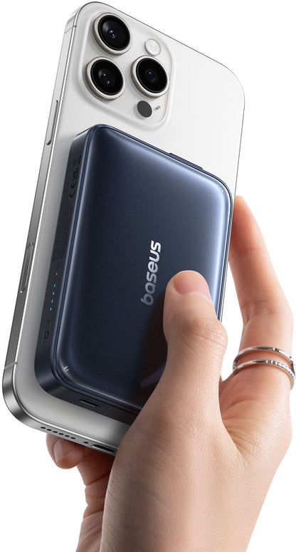 Безжичен външен акумулатор Baseus PicoGo AM61, 10000mAh, 45W, PD + FQI, 1 x QI - 2 x USB-C, Черен E0028V00