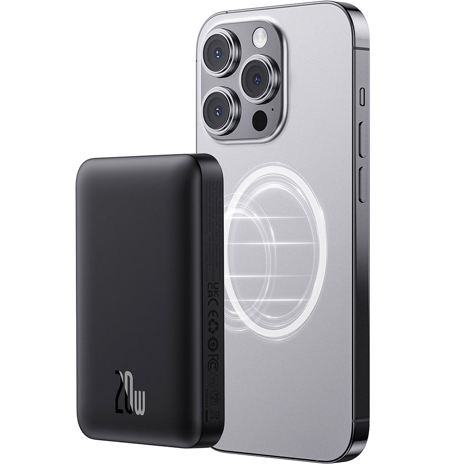 Външна батерия Wireless Baseus Magnetic Mini, 10000mAh, 20W, PD + FQI, 1 x QI - 1 x USB-C, Черна P10059001113-00