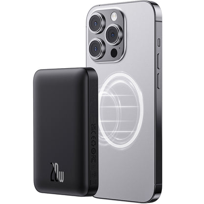 Външна батерия Wireless Baseus Magnetic Mini, 10000mAh, 20W, PD + FQI, 1 x QI - 1 x USB-C, Черна P10059001113-00