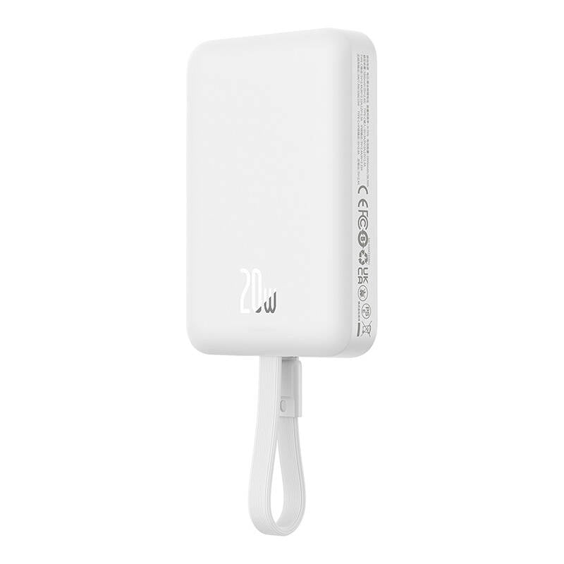 Външна безжична батерия Baseus Magnetic Mini, 10000mAh, 20W, PD + FQI, 1 x Lightning - 1 x QI - 1 x USB-C, Бяла P10022109223-00