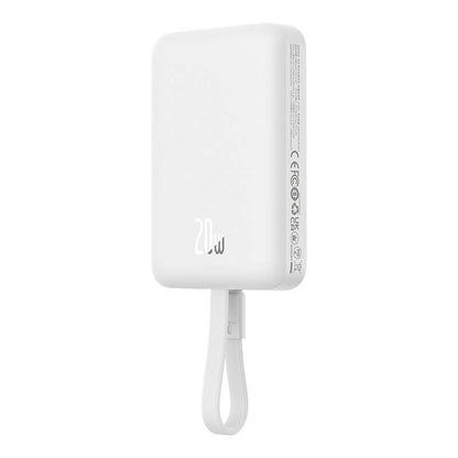 Външна безжична батерия Baseus Magnetic Mini, 10000mAh, 20W, PD + FQI, 1 x Lightning - 1 x QI - 1 x USB-C, Бяла P10022109223-00