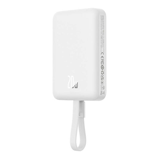 Външна безжична батерия Baseus Magnetic Mini, 10000mAh, 20W, PD + FQI, 1 x Lightning - 1 x QI - 1 x USB-C, Бяла P10022109223-00