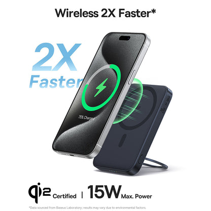 Външна батерия Wireless Baseus PicoGo, 5000mAh, 20W, PD + FQI, 1 x QI - 1 x USB-C, Черна P10076802123-00