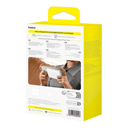 Външна батерия Wireless Baseus EnerFill FM11 Ultra-Mini, 10000mAh, 22.5W, PD + FQI, 1 x QI - 1 x USB-C, Бяла P1008210E213-00