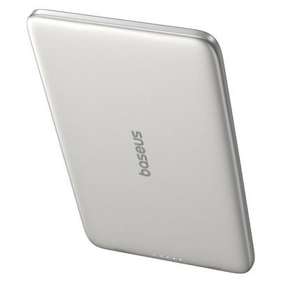 Външна батерия Wireless Baseus PicoGo AM41, 5000mAh, 20W, PD + FQI, 1 x QI - 1 x USB-C, Бежов