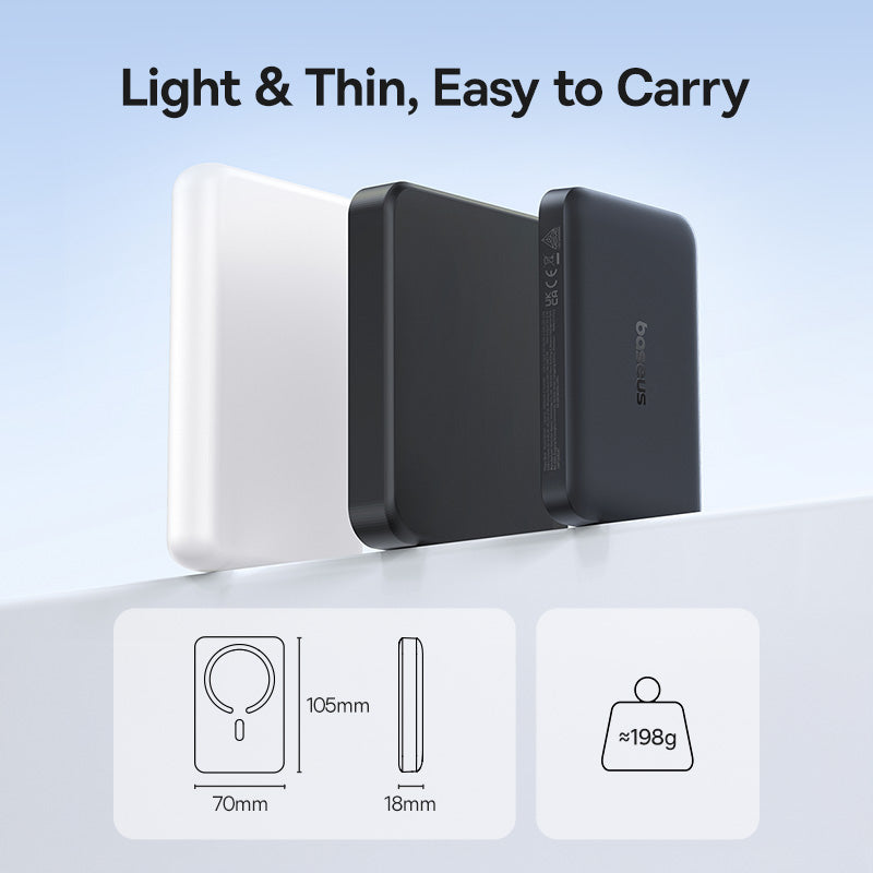 Безжичен външен акумулатор Baseus EnerFill FM11, 10000mAh, 30W, PD + FQI, 1 x QI - 1 x USB-C, Черен