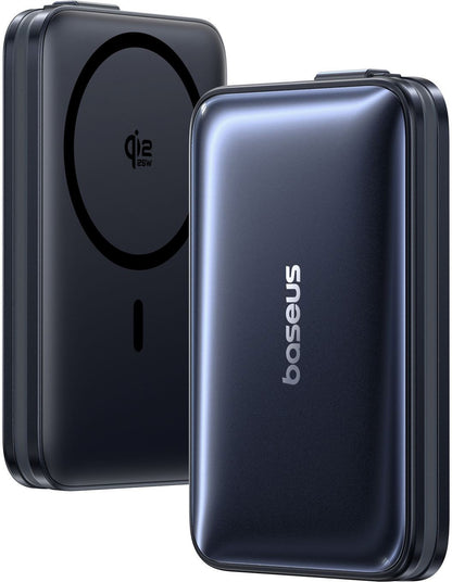 Безжичен външен акумулатор Baseus PicoGo AM61, 10000mAh, 45W, PD + FQI, 1 x QI - 2 x USB-C, Черен E0028V00