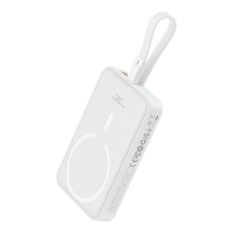 Външна безжична батерия Baseus Magnetic Mini, 10000mAh, 20W, PD + FQI, 1 x Lightning - 1 x QI - 1 x USB-C, Бяла P10022109223-00