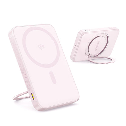 Външна батерия Wireless Baseus PicoGo, 5000mAh, 20W, PD + FQI, 1 x QI - 1 x USB-C, Розова P10076800413-00