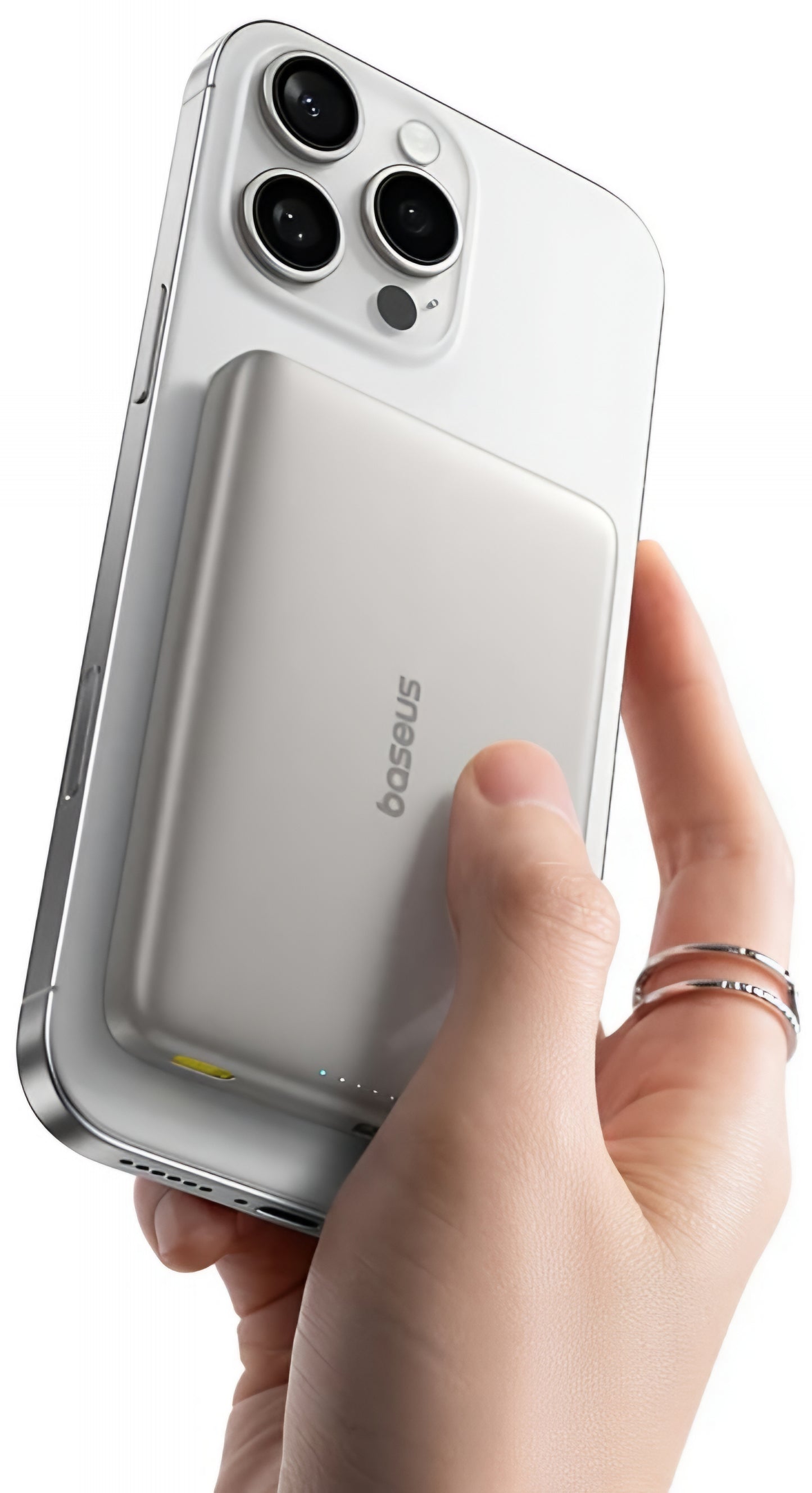 Външна батерия Wireless Baseus PicoGo AM41, 10000mAh, 27W, PD + FQI, 1 x QI - 1 x USB-C, Бежов E0027203