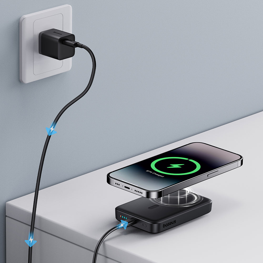 Външна батерия Wireless Baseus Magnetic Mini, 10000mAh, 20W, PD + FQI, 1 x QI - 1 x USB-C, Черна P10059001113-00