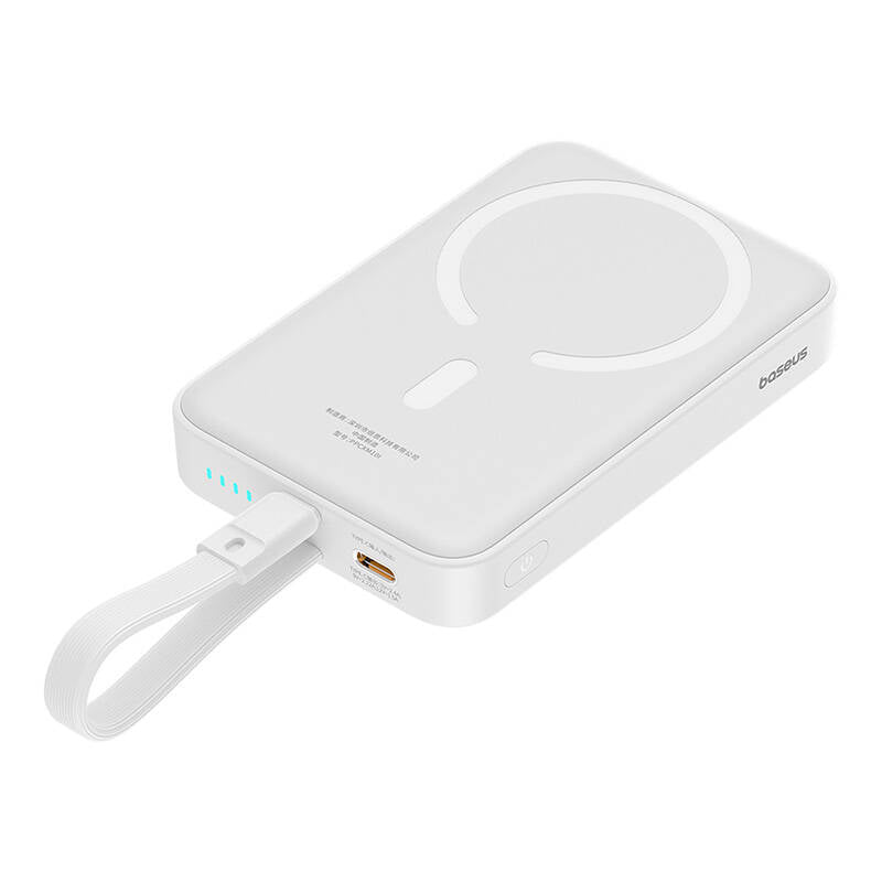 Външна безжична батерия Baseus Magnetic Mini, 10000mAh, 20W, PD + FQI, 1 x Lightning - 1 x QI - 1 x USB-C, Бяла P10022109223-00