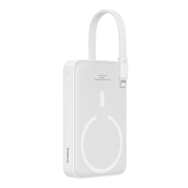 Външна безжична батерия Baseus Magnetic Mini, 10000mAh, 20W, PD + FQI, 1 x Lightning - 1 x QI - 1 x USB-C, Бяла P10022109223-00