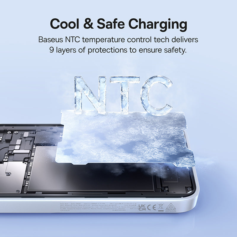 Безжичен външен акумулатор Baseus EnerFill FM11, 10000mAh, 30W, PD + FQI, 1 x QI - 1 x USB-C, бял