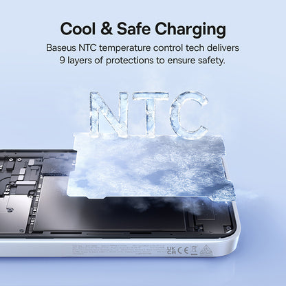 Безжичен външен акумулатор Baseus EnerFill FM11, 10000mAh, 30W, PD + FQI, 1 x QI - 1 x USB-C, бял