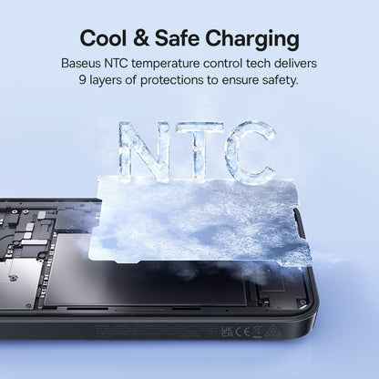 Безжичен външен акумулатор Baseus EnerFill FM11, 10000mAh, 30W, PD + FQI, 1 x QI - 1 x USB-C, Черен