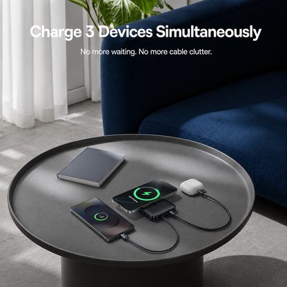 Безжичен външен акумулатор Baseus PicoGo AM61, 10000mAh, 45W, PD + FQI, 1 x QI - 2 x USB-C, Черен E0028V00