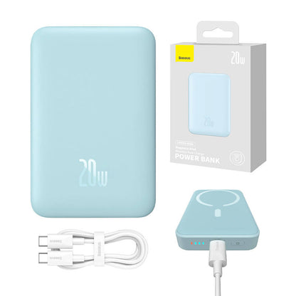 Външна батерия Wireless Baseus Magnetic Mini, 10000mAh, 20W, PD + FQI, 1 x QI - 1 x USB-C, Синя PPCX110103