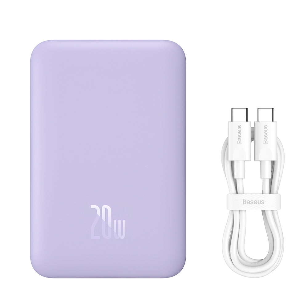 Външна батерия Wireless Baseus Magnetic Mini, 10000mAh, 20W, PD + FQI, 1 x QI - 1 x USB-C, Лилав PPCX110105