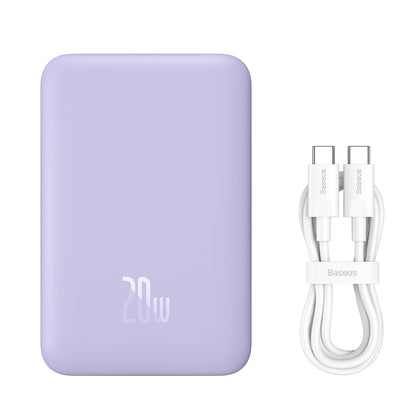 Външна батерия Wireless Baseus Magnetic Mini, 10000mAh, 20W, PD + FQI, 1 x QI - 1 x USB-C, Лилав PPCX110105