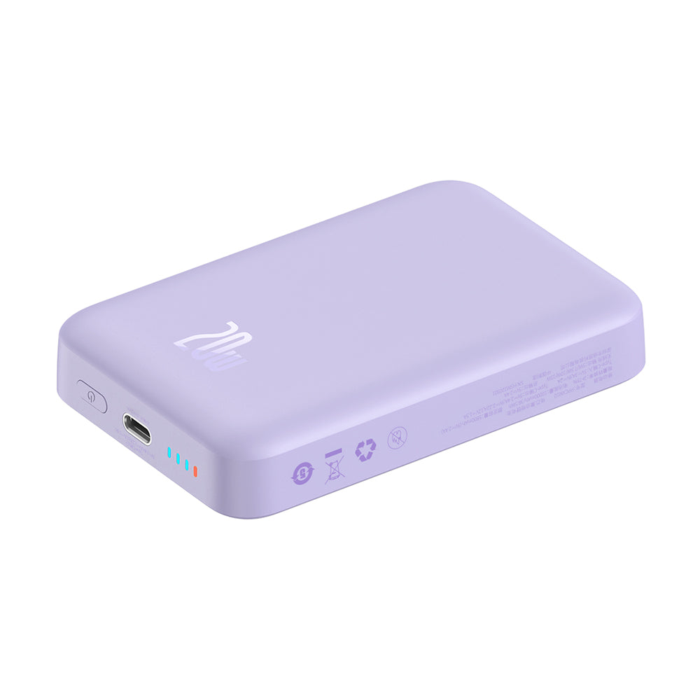Външна батерия Wireless Baseus Magnetic Mini, 10000mAh, 20W, PD + FQI, 1 x QI - 1 x USB-C, Лилав PPCX110105