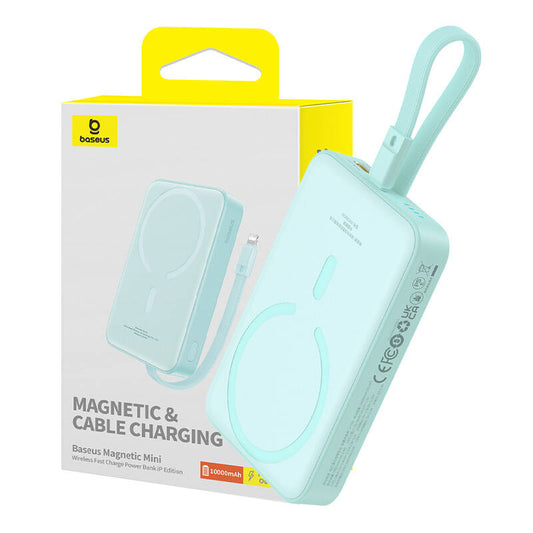 Външна батерия Wireless Baseus Magnetic Mini, 10000mAh, 20W, PD + FQI, 1 x Lightning - 1 x QI - 1 x USB-C, Зелен P10022109333-00