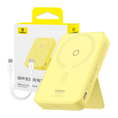 Външна батерия Wireless Baseus MagPro PPCXZ05, 5000mAh, 20W, PD + FQI, 1 x QI - 1 x USB-C, Жълта P10064101Y23-00