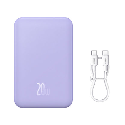 Външна батерия Wireless Baseus Magnetic Mini, 20000mAh, 20W, PD + FQI, 1 x QI - 1 x USB-C, Лилав PPCX150005