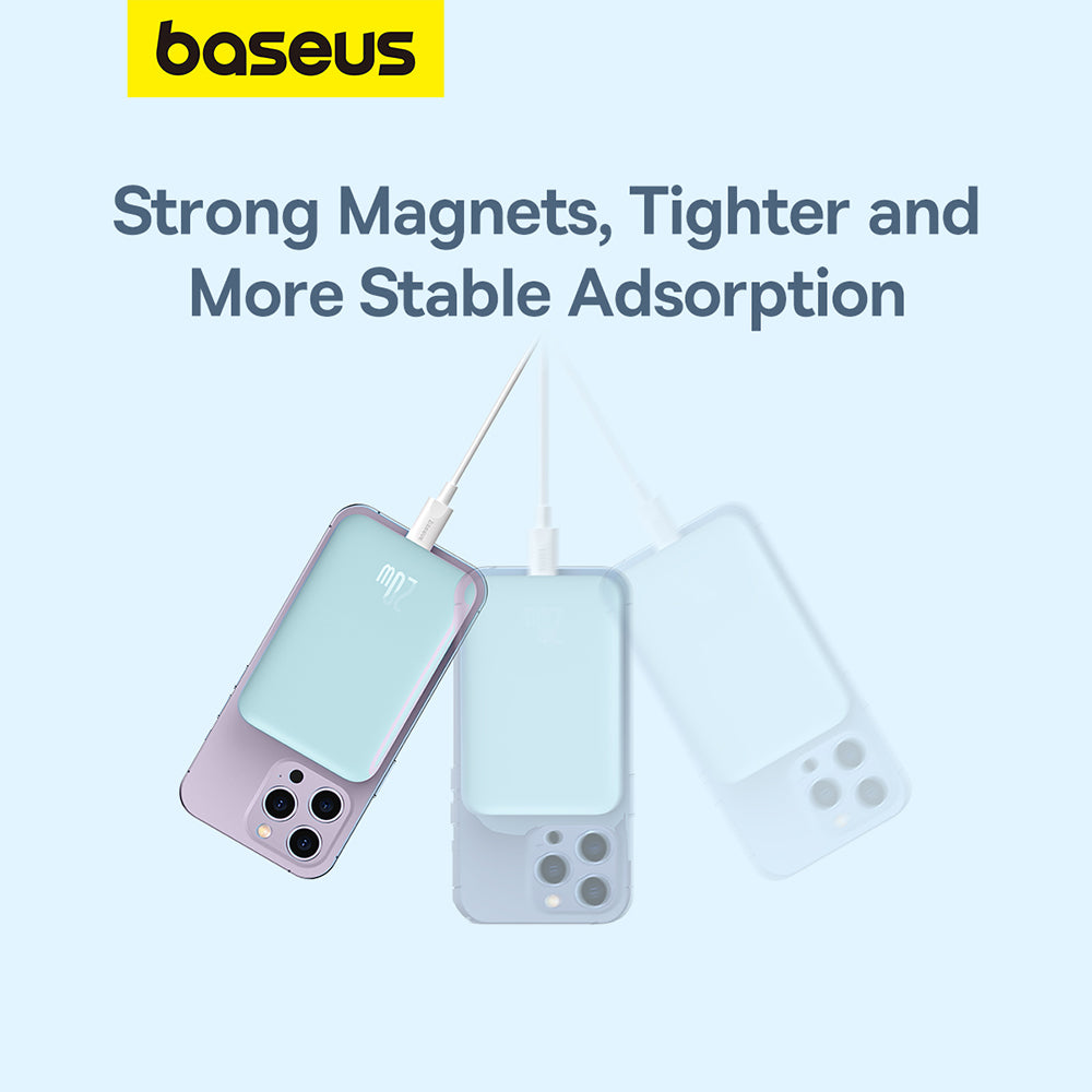 Външна батерия Wireless Baseus Mini Air, 6000mAh, 20W, PD + FQI, 1 x QI - 1 x USB-C, Синя P10059002313-00