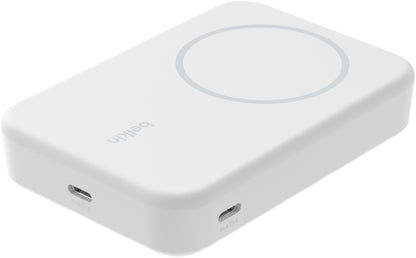 Безжична външна батерия Belkin BoostCharge Pro с поставка, 10000mAh, 15W, FQI, 1 x QI - 1 x USB-C, бяла BPD008btWH