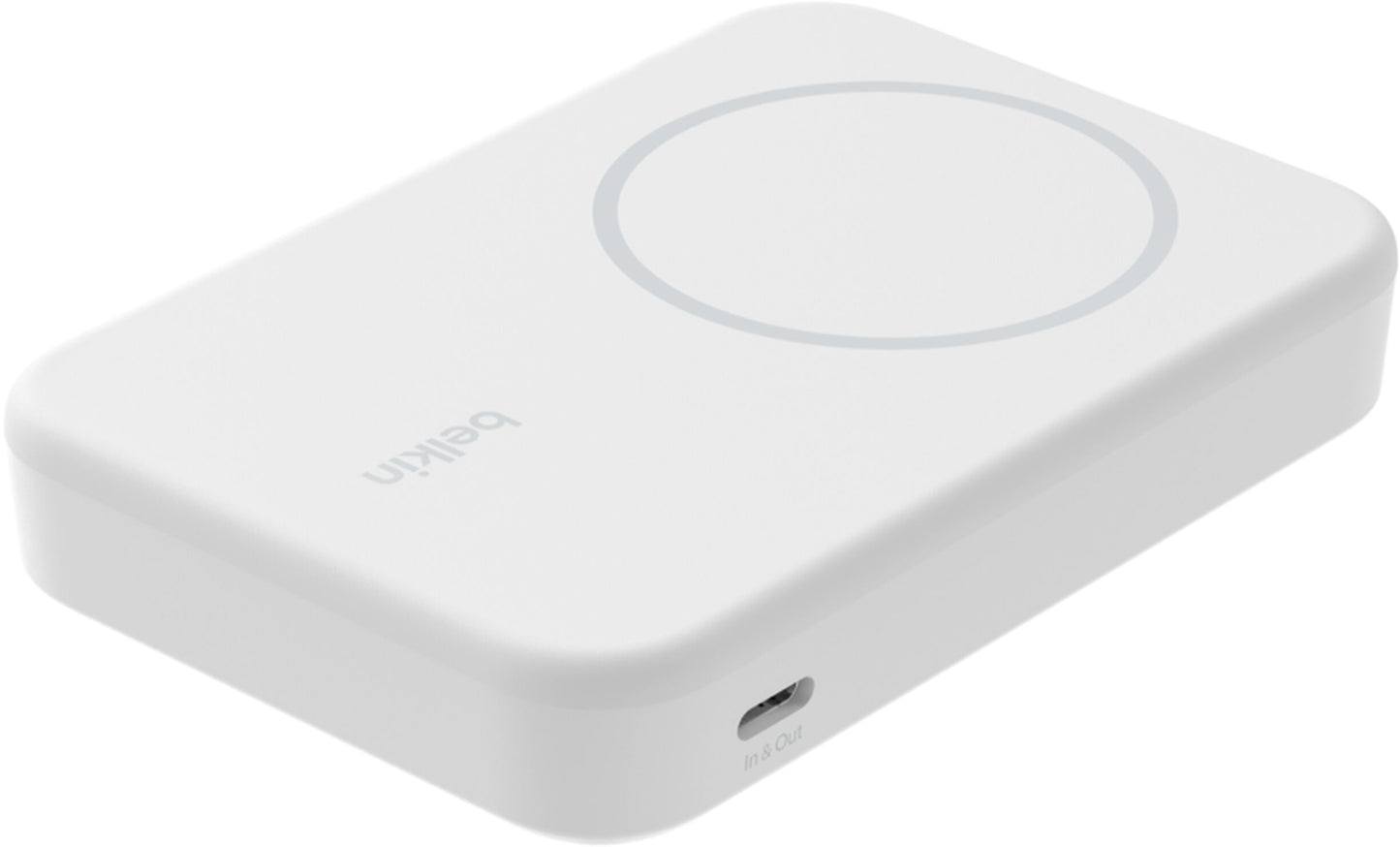 Безжична външна батерия Belkin BoostCharge Pro с поставка, 8000mAh, 15W, FQI, 1 x QI - 1 x USB-C, бяла BPD007btWH