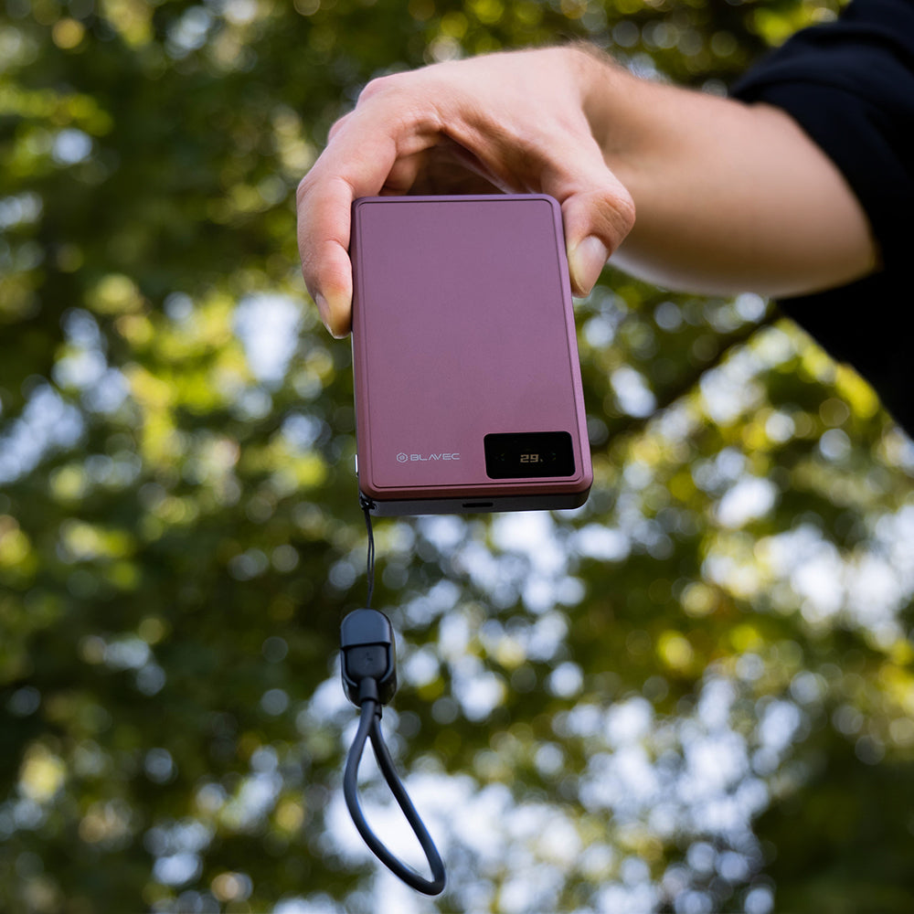 Безжична външна батерия Blavec BJ-03 Slim, 10000 mAh, 22,5 W, PD + FQI, 1 x QI - 1 x USB-C, лилава