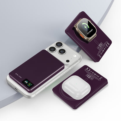 Безжична външна батерия Blavec BJ-03 Slim, 10000 mAh, 22,5 W, PD + FQI, 1 x QI - 1 x USB-C, лилава