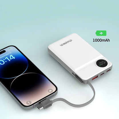 Choetech B695 Безжична външна батерия, 10000mAh, 20W, QC + PD + FQI, 1 x Lightning - 1 x USB-A - 2 x QI - 2 x USB-C, бяла