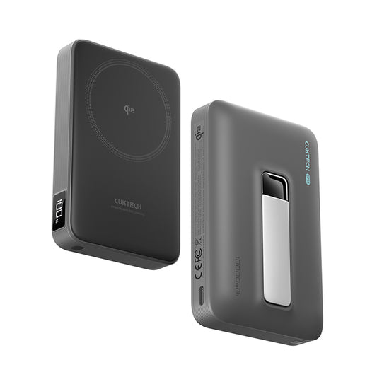 Безжична външна батерия Cuktech WPB100, 10000mAh, 30W, PD + FQI, 1 x QI - 1 x USB-C, Сив CUWPB100GLBK