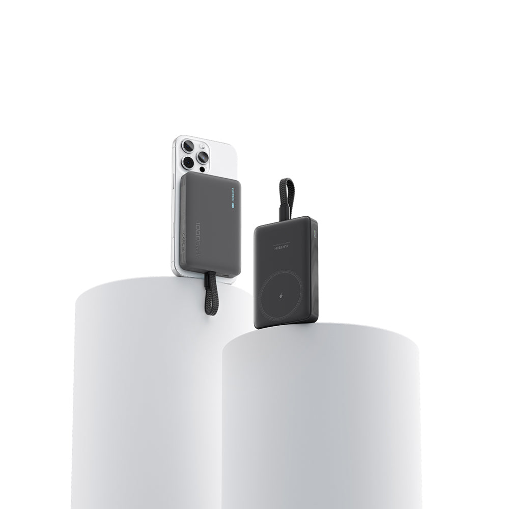 Безжична външна батерия Cuktech WPB100L, 10000mAh, 22.5W, PD + FQI, 1 x QI - 2 x USB-C, Черна CKWPB100LGLBK
