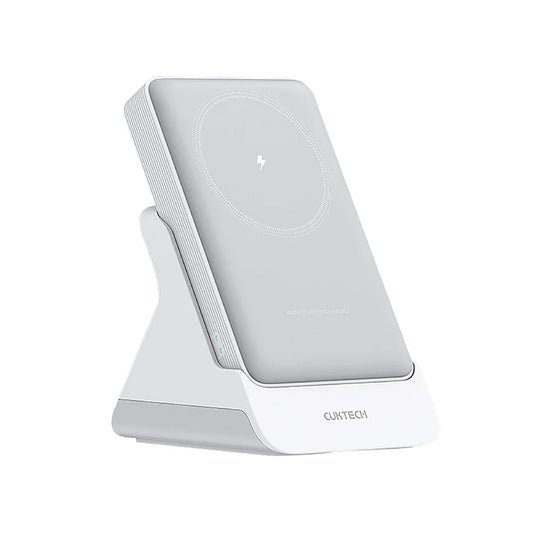 Безжична външна батерия Cuktech WPB100N, 10000mAh, 20W, PD + FQI, 1 x QI - 1 x USB-C, бяла CKWPB100NGLGR