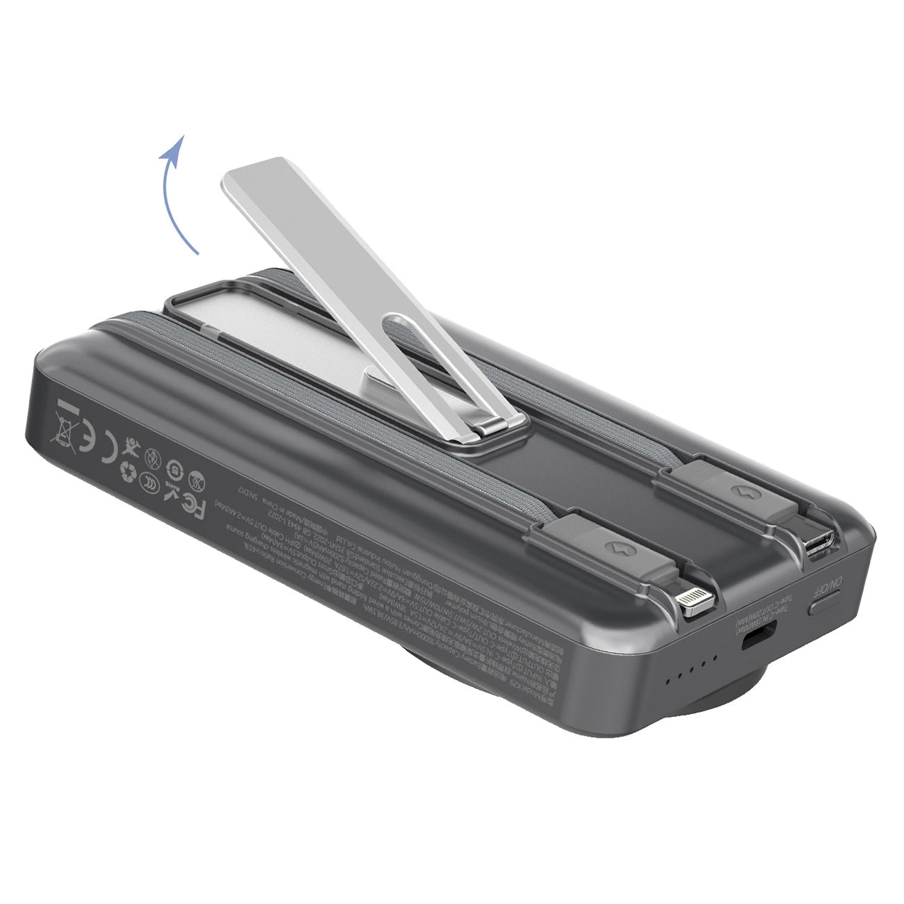 Външна батерия Wireless Dudao K29, 10000mAh, 20W, PD + FQI, 1 x Lightning - 1 x QI - 1 x USB-C, Сив