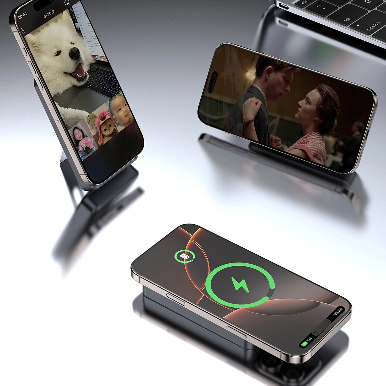 Външна батерия Wireless Dudao K29, 10000mAh, 20W, PD + FQI, 1 x Lightning - 1 x QI - 1 x USB-C, Сив