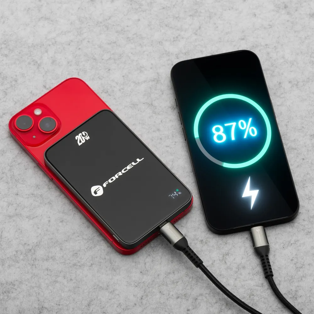 Външна батерия Wireless Forcell F5K8, 5000mAh, 15W, PD + FQI, 1 x QI - 1 x USB-C, Черна