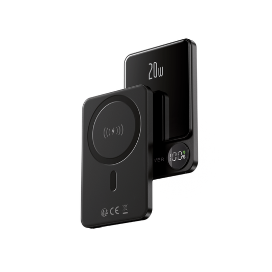 Forever MATB-200 Wireless External Battery, 5000mAh, 20W, PD + FQI, 1 x QI - 1 x USB-C, Black