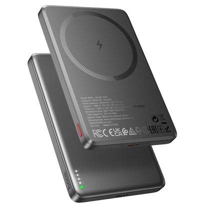 Безжична външна батерия HOCO Q26, 5000mAh, 20W, PD + FQI, 1 x QI - 1 x USB-C, Сива