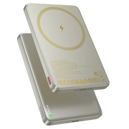 Безжична външна батерия HOCO Q26, 5000mAh, 20W, PD + FQI, 1 x QI - 1 x USB-C, Оранжева