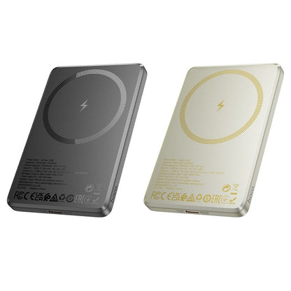 Безжична външна батерия HOCO Q26, 5000mAh, 20W, PD + FQI, 1 x QI - 1 x USB-C, Сива