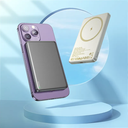 Безжична външна батерия HOCO Q26, 5000mAh, 20W, PD + FQI, 1 x QI - 1 x USB-C, Оранжева